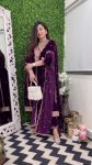 DESIGNER VELVET EMBROIDERY SEQUENCE WORK TOP BOTTOM WITH DUPATTA FESTIVAL WEAR WHOLESALE PRICE ETHNIC GARMENT (7)