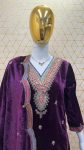 DESIGNER VELVET EMBROIDERY SEQUENCE WORK TOP BOTTOM WITH DUPATTA FESTIVAL WEAR WHOLESALE PRICE ETHNIC GARMENT (7)