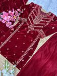 DESIGNER VELVET EMBROIDERY SEQUENCE WORK TOP PALAZZO WITH DUPATTA PARTY WEAR WHOLESALE PRICE ETHNIC GARMENT (4)