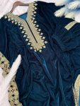 DESIGNER VELVET EMBROIDERY WORK KAFTAN WITH BOTTOM PARTY WEAR WHOLESALE PRICE ETHNIC GARMENT (3)
