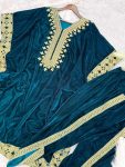 DESIGNER VELVET EMBROIDERY WORK KAFTAN WITH BOTTOM PARTY WEAR WHOLESALE PRICE ETHNIC GARMENT (3)