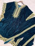 DESIGNER VELVET EMBROIDERY WORK KAFTAN WITH BOTTOM PARTY WEAR WHOLESALE PRICE ETHNIC GARMENT (3)