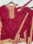DESIGNER VELVET EMBROIDERY WORK KAFTAN WITH BOTTOM PARTY WEAR WHOLESALE PRICE ETHNIC GARMENT (4)