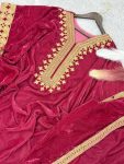 DESIGNER VELVET EMBROIDERY WORK KAFTAN WITH BOTTOM PARTY WEAR WHOLESALE PRICE ETHNIC GARMENT (4)