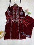 DESIGNER VELVET EMBROIDERY WORK TOP PALAZZO SET FESTIVAL WEAR WHOLESALE PRICE ETHNIC GARMENT (2)