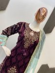 DESIGNER VELVET SEQUENCE EMBROIDERY WORK TOP BOTTOM WITH DUPATTA PARTY WEAR WHOLESALE PRICE ETHNIC GARMENT (16)