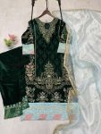 DESIGNER VELVET SEQUENCE EMBROIDERY WORK TOP BOTTOM WITH DUPATTA PARTY WEAR WHOLESALE PRICE ETHNIC GARMENT (8)