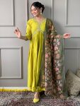 DESIGNER VISCOSE CHANDERI EMBROIDERY WORK TOP BOTTOM DUPATTA CASUAL WEAR WHOLESALE PRICE ETHNIC GRAMENT (7)