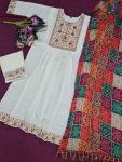 DESIGNER VISCOSE CHANDERI EMBROIDERY WORK TOP BOTTOM WITH DUPATTA FESTIVAL WEAR WHOLESALE PRICE ETHNIC GARMENT (8)