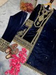 DESIGNER VISCOSE VELVET EMBROIDERY SEQUENCE CODING DORI WORK TOP BOTTOM WITH DUPATTA PARTY WEAR WHOLESALE PRICE ETHNIC GARMENT (5)