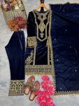 DESIGNER VISCOSE VELVET EMBROIDERY SEQUENCE CODING DORI WORK TOP BOTTOM WITH DUPATTA PARTY WEAR WHOLESALE PRICE ETHNIC GARMENT (5)