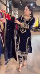 DESIGNER VISCOSE VELVET EMBROIDERY SEQUENCE CODING DORI WORK TOP BOTTOM WITH DUPATTA PARTY WEAR WHOLESALE PRICE ETHNIC GARMENT (5)