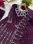 DESIGNER VISCOSE VELVET EMBROIDERY SEQUENCE WORK TOP BOTTOM WITH DUPATTA FESTIVAL WEAR WHOLESALE PRICE ETHNIC GARMENT (4)