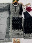 DESIGNER VISCOSE VELVET EMBROIDERY SEQUENCE WORK TOP SHARARA WITH DUPATTA FESTIVAL WEAR WHOLESALE PRICE ETHNIC GARMENT (6)