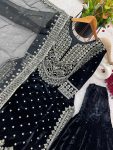 DESIGNER VISCOSE VELVET EMBROIDERY SEQUENCE WORK TOP SHARARA WITH DUPATTA FESTIVAL WEAR WHOLESALE PRICE ETHNIC GARMENT (6)