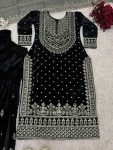 DESIGNER VISCOSE VELVET EMBROIDERY SEQUENCE WORK TOP SHARARA WITH DUPATTA FESTIVAL WEAR WHOLESALE PRICE ETHNIC GARMENT (6)