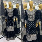 DESIGNER VISCOSE VELVET EMBROIDERY SEQUENCE WORK TOP SHARARA WITH DUPATTA FESTIVAL WEAR WHOLESALE PRICE ETHNIC GARMENT (6)