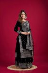 DESIGNER VISCOSE VELVET EMBROIDERY SEQUENCE WORK TOP SHARARA WITH DUPATTA FESTIVAL WEAR WHOLESALE PRICE ETHNIC GARMENT (6)