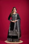 DESIGNER VISCOSE VELVET EMBROIDERY SEQUENCE WORK TOP SHARARA WITH DUPATTA FESTIVAL WEAR WHOLESALE PRICE ETHNIC GARMENT (6)