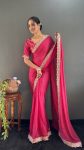 FABULOUS GEORGETTE SILK STONE WITH LACE WORK READY TO WEAR SAREE WITH UNSTITCHED BLOUSE FESTIVAL WEAR WHOLESALE PRICE ETHNIC GARMENT (11)