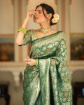 FANCY BANARASI SILK GOLD ZARI WEAVING WORK SAREE WITH UNSTITCHED BLOUSE FESTIVAL WEAR WHOLESALE PRICE ETHNIC GARMENT (15)
