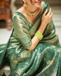 FANCY BANARASI SILK GOLD ZARI WEAVING WORK SAREE WITH UNSTITCHED BLOUSE FESTIVAL WEAR WHOLESALE PRICE ETHNIC GARMENT (15)