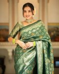 FANCY BANARASI SILK GOLD ZARI WEAVING WORK SAREE WITH UNSTITCHED BLOUSE FESTIVAL WEAR WHOLESALE PRICE ETHNIC GARMENT (15)