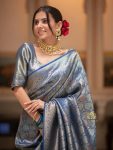 FANCY BANARASI SILK GOLD ZARI WEAVING WORK SAREE WITH UNSTITCHED BLOUSE FESTIVAL WEAR WHOLESALE PRICE ETHNIC GARMENT (38)