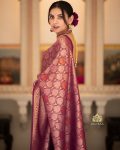 FANCY BANARASI SILK GOLD ZARI WEAVING WORK SAREE WITH UNSTITCHED BLOUSE FESTIVAL WEAR WHOLESALE PRICE ETHNIC GARMENT (2)