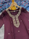 FANCY CHANDERI SILK EMBROIDERY CODING WORK TOP BOTTOM WITH DUPATTA PARTY WEAR WHOLESALE PRICE ETHNIC GARMENT (8)