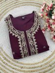 FANCY CHANDERI SILK EMBROIDERY CODING WORK TOP BOTTOM WITH DUPATTA PARTY WEAR WHOLESALE PRICE ETHNIC GARMENT (8)