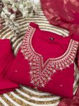 FANCY CHANDERI SILK NECK EMBROIDERY WORK TOP BOTTOM WITH DUPATTA PARTY WEAR WHOLESALE PRICE ETHNIC GARMENT (3)