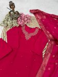 FANCY CHANDERI SILK NECK EMBROIDERY WORK TOP BOTTOM WITH DUPATTA PARTY WEAR WHOLESALE PRICE ETHNIC GARMENT (3)