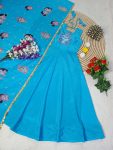 FANCY CHINON SILK DIGITAL KALAMKARI PRINT WORK GOWN WITH DUPATTA FESTIVAL WEAR WHOLESALE PRICE ETHNIC GARMENT (3)