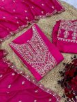 FANCY CHINON SILK EMBROIDERY SEQUENCE CODING WORK TOP BOTTOM WITH DUPATTA PARTY WEAR WHOLESALE PRICE ETHNIC GARMENT (3)