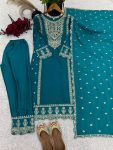 FANCY CHINON SILK EMBROIDERY SEQUENCE CODING WORK TOP BOTTOM WITH DUPATTA PARTY WEAR WHOLESALE PRICE ETHNIC GARMENT (4)