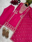 FANCY CHINON SILK EMBROIDERY SEQUENCE CODING WORK TOP BOTTOM WITH DUPATTA PARTY WEAR WHOLESALE PRICE ETHNIC GARMENT (3)