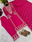 FANCY CHINON SILK EMBROIDERY SEQUENCE CODING WORK TOP BOTTOM WITH DUPATTA PARTY WEAR WHOLESALE PRICE ETHNIC GARMENT (3)