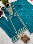 FANCY CHINON SILK EMBROIDERY SEQUENCE CODING WORK TOP BOTTOM WITH DUPATTA PARTY WEAR WHOLESALE PRICE ETHNIC GARMENT (4)