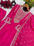 FANCY CHINON SILK EMBROIDERY SEQUENCE CODING WORK TOP BOTTOM WITH DUPATTA PARTY WEAR WHOLESALE PRICE ETHNIC GARMENT (3)