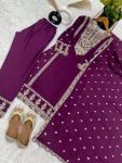 FANCY CHINON SILK EMBROIDERY SEQUENCE CODING WORK TOP BOTTOM WITH DUPATTA PARTY WEAR WHOLESALE PRICE ETHNIC GARMENT (16)