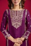 FANCY CHINON SILK EMBROIDERY SEQUENCE CODING WORK TOP BOTTOM WITH DUPATTA PARTY WEAR WHOLESALE PRICE ETHNIC GARMENT (16)