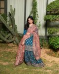 FANCY CHINON SILK EMBROIDERY SEQUENCE MIRROR WORK TOP SHARARA WITH DUPATTA PARTY WEAR WHOLESALE PRICE ETHNIC GARMENT (10)