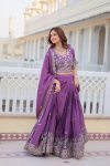 FANCY CHINON SILK EMBROIDERY SEQUENCE THREAD WORK LEHENGA CHOLI WITH DUPATTA FESTIVAL WEAR WHOLESALE PRICE ETHNIC GRAMENT (6)