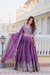 FANCY CHINON SILK EMBROIDERY SEQUENCE THREAD WORK LEHENGA CHOLI WITH DUPATTA FESTIVAL WEAR WHOLESALE PRICE ETHNIC GRAMENT (6)