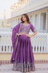 FANCY CHINON SILK EMBROIDERY SEQUENCE THREAD WORK LEHENGA CHOLI WITH DUPATTA FESTIVAL WEAR WHOLESALE PRICE ETHNIC GRAMENT (6)