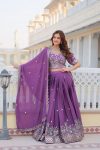 FANCY CHINON SILK EMBROIDERY SEQUENCE THREAD WORK LEHENGA CHOLI WITH DUPATTA FESTIVAL WEAR WHOLESALE PRICE ETHNIC GRAMENT (6)