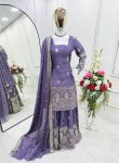 FANCY CHINON SILK EMBROIDERY SEQUENCE WORK TOP PALAZZO WITH DUPATTA PARTY WEAR WHOELSALE PRICE ETHNIC GARMENT (4)