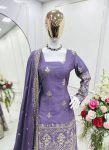 FANCY CHINON SILK EMBROIDERY SEQUENCE WORK TOP PALAZZO WITH DUPATTA PARTY WEAR WHOELSALE PRICE ETHNIC GARMENT (4)