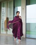 FANCY CHINON SILK PLAIN GOWN BOTTOM WITH DUPATTA PARTY WEAR WHOLESALE PRICE ETHNIC GARMENT (3)